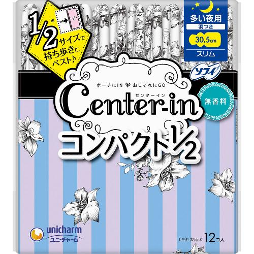 Unicharm Center-In Compact 1/2 Unscented Night Sanitary Pad 12 Sheets